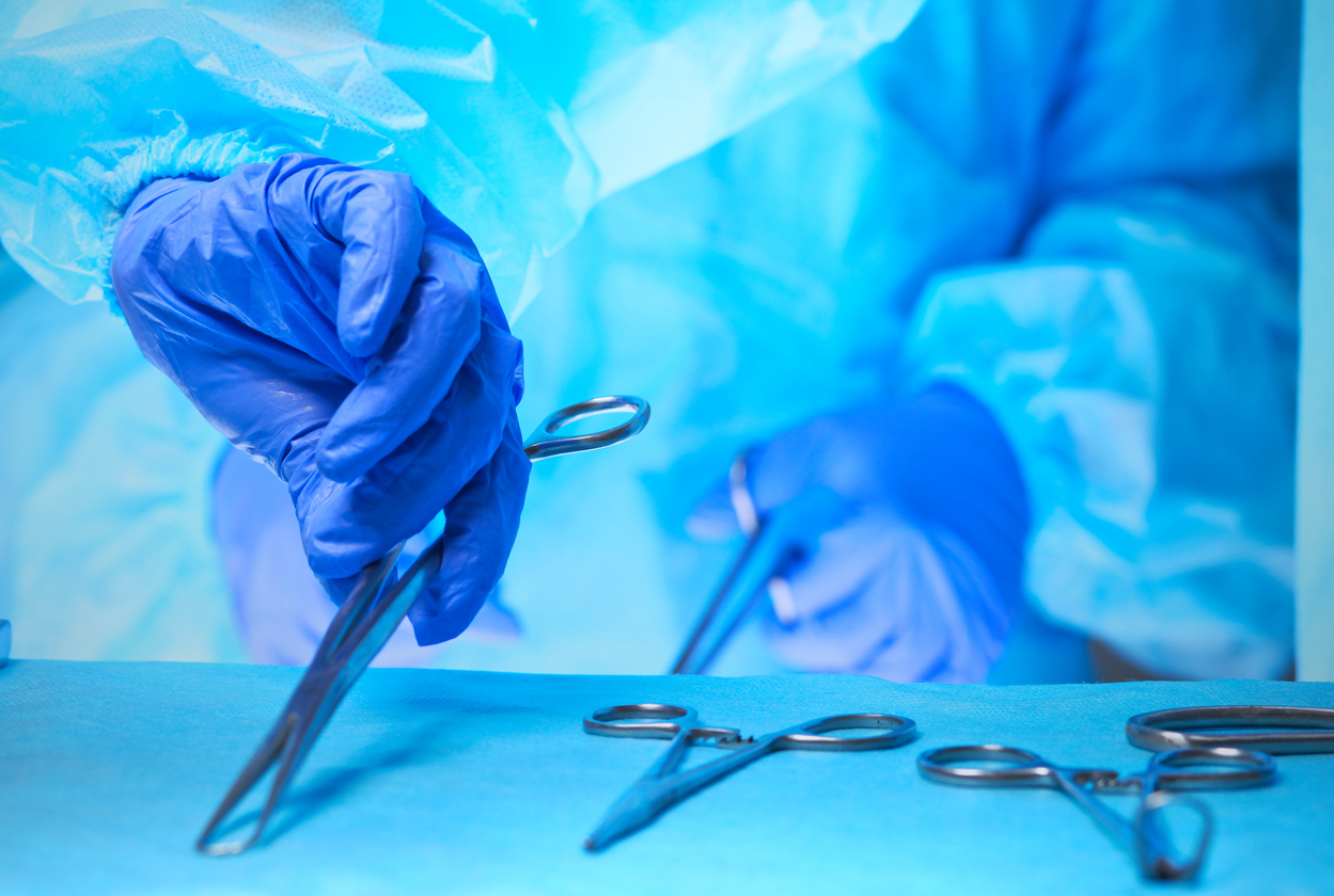 A closeup of medical device parts