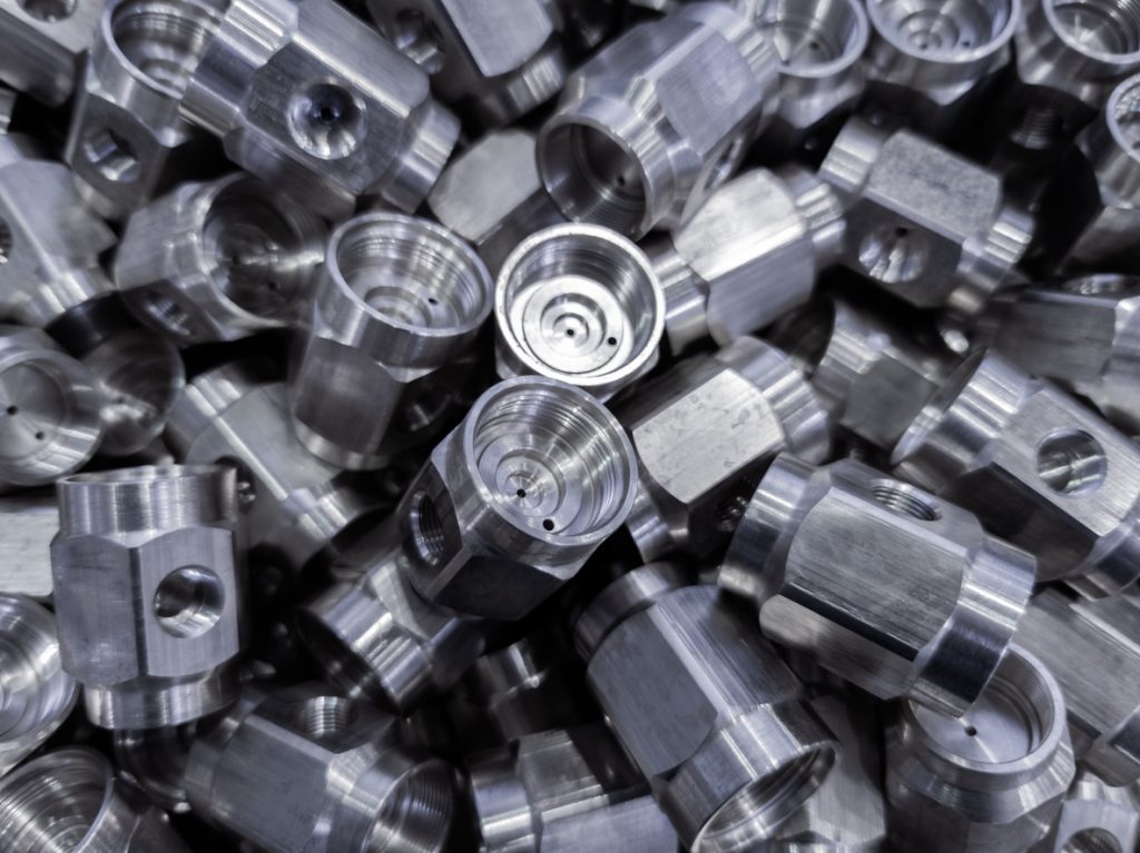 A closeup of custom machined parts
