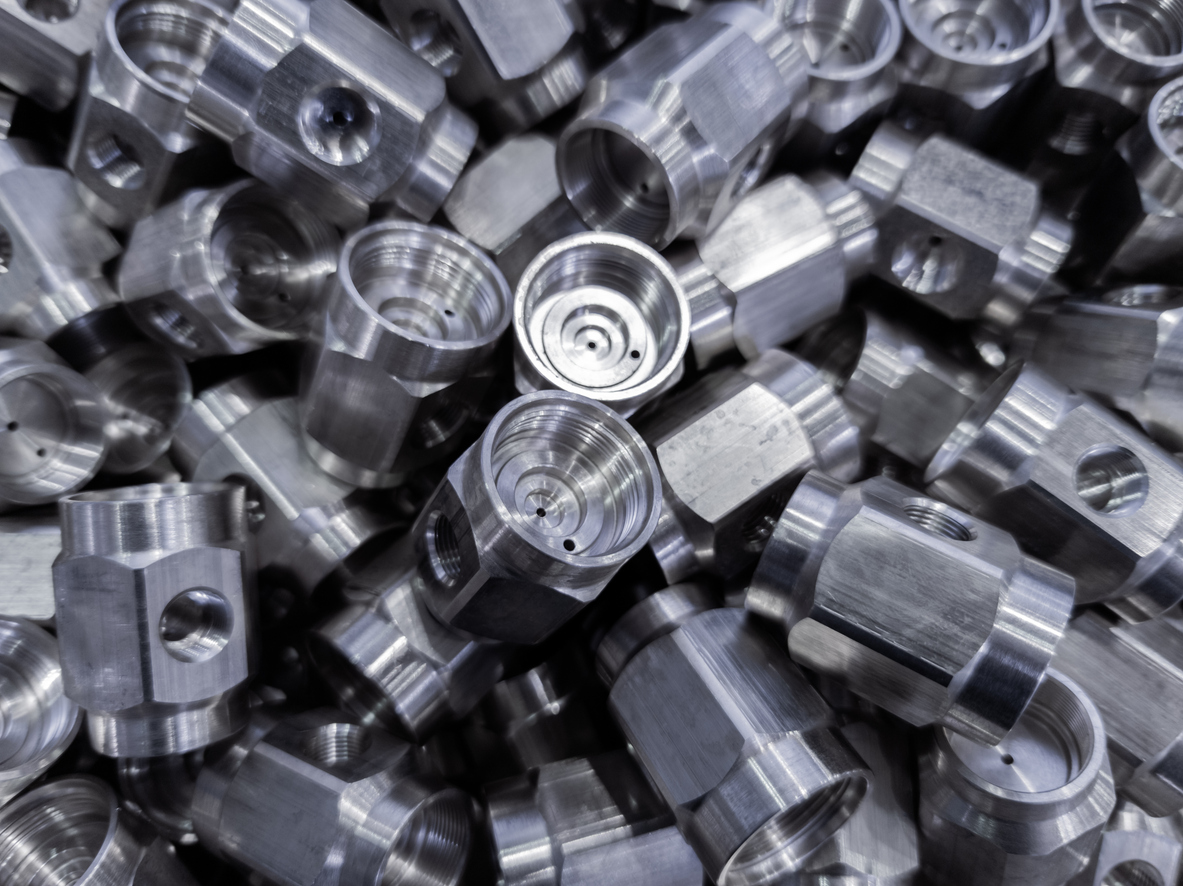 A closeup of custom machined parts