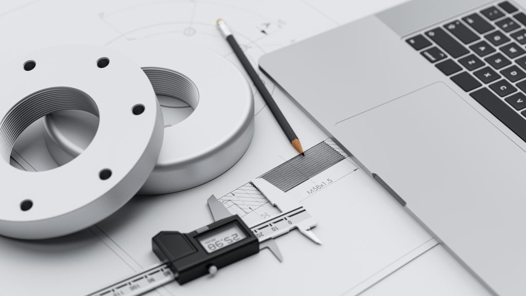 A closeup of elaborate precision machined parts