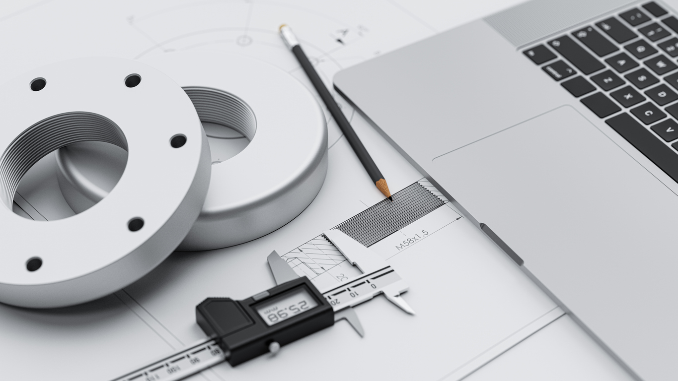 A closeup of elaborate precision machined parts