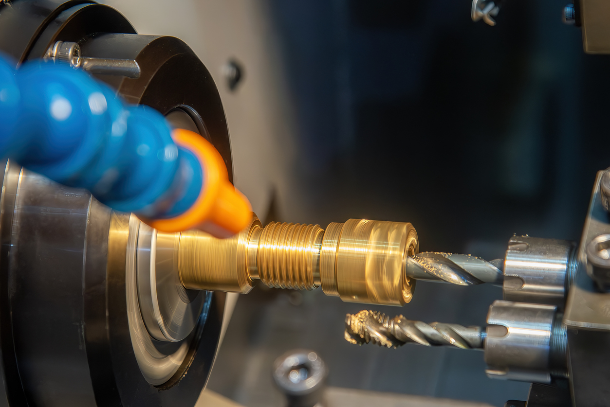 A closeup of Swiss machining services